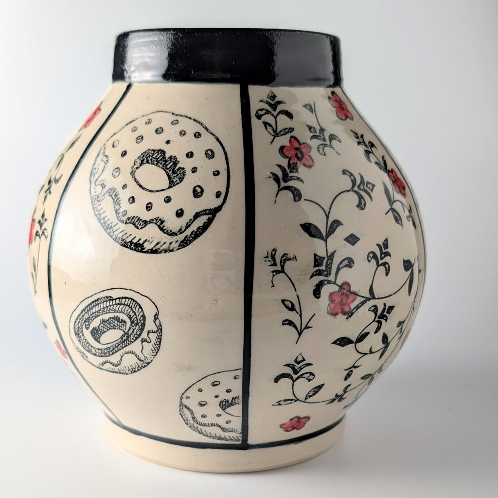 “Floral Glaze & Glazed Donuts” Moon Jar