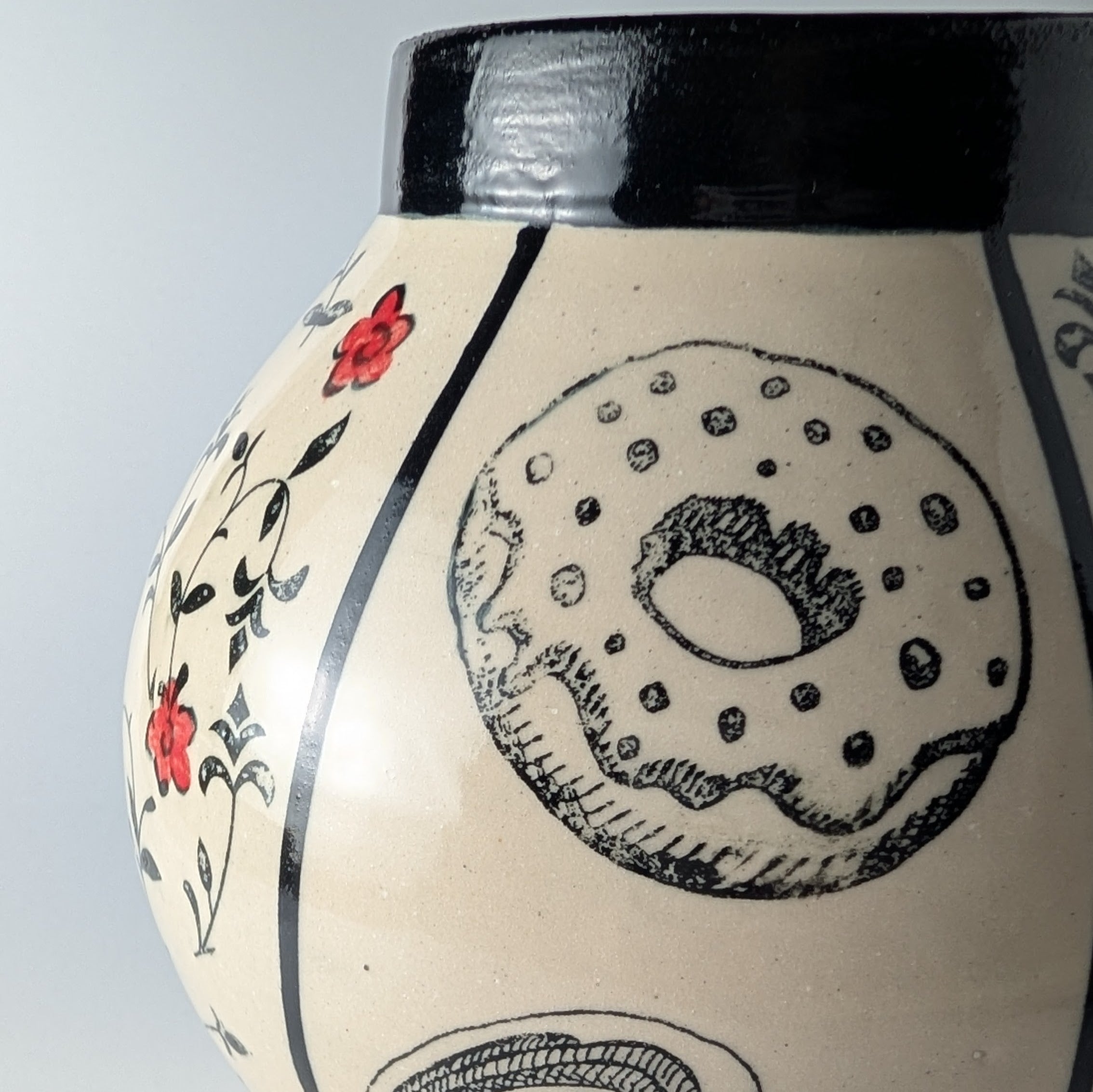 “Floral Glaze & Glazed Donuts” Moon Jar