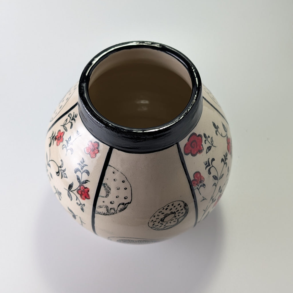 “Floral Glaze & Glazed Donuts” Moon Jar