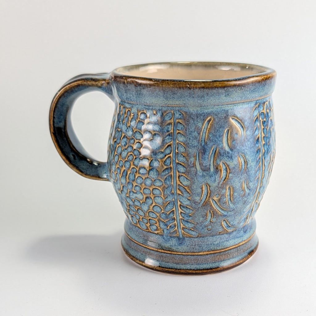“Blue Orchard” Carved Botanical Mug