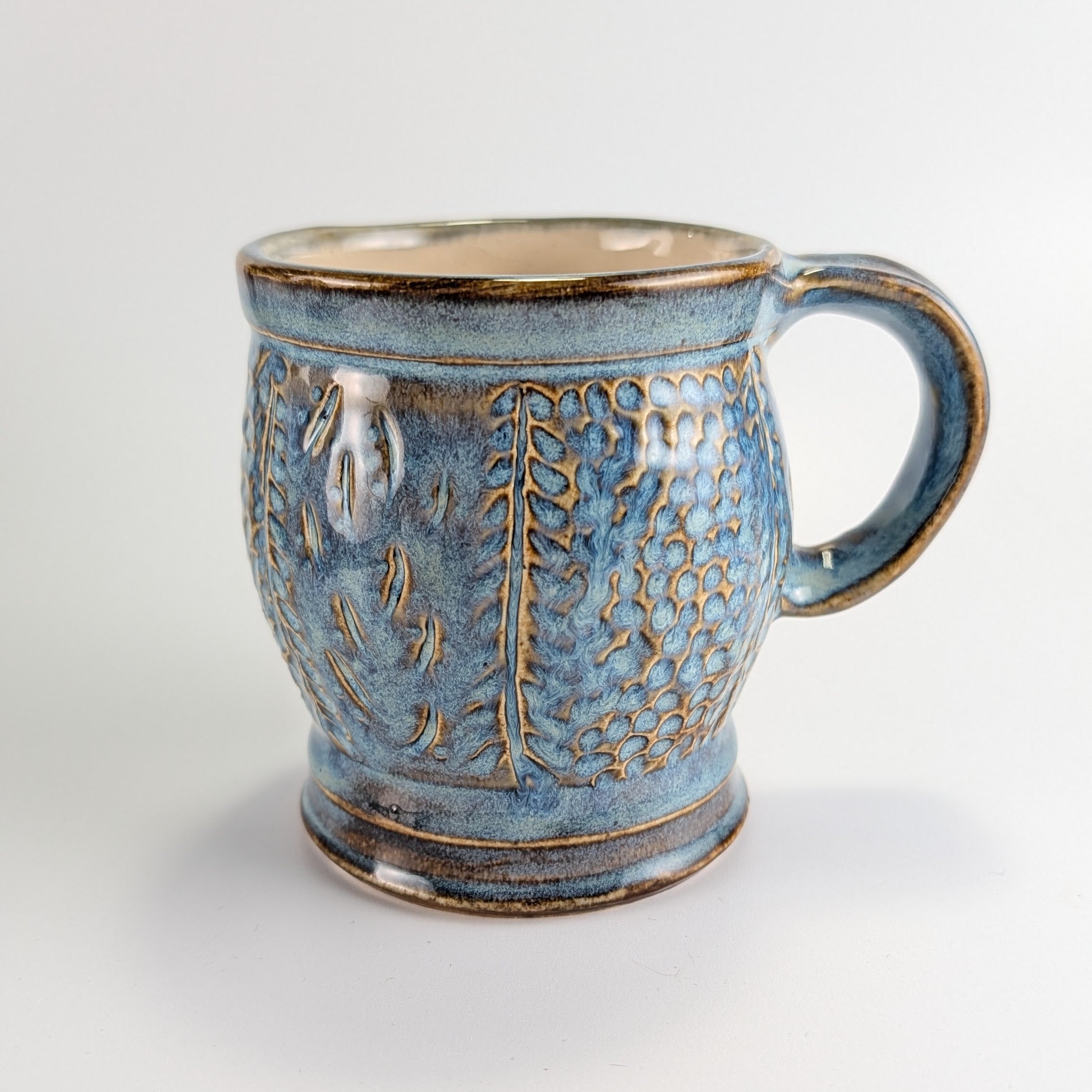 “Blue Orchard” Carved Botanical Mug