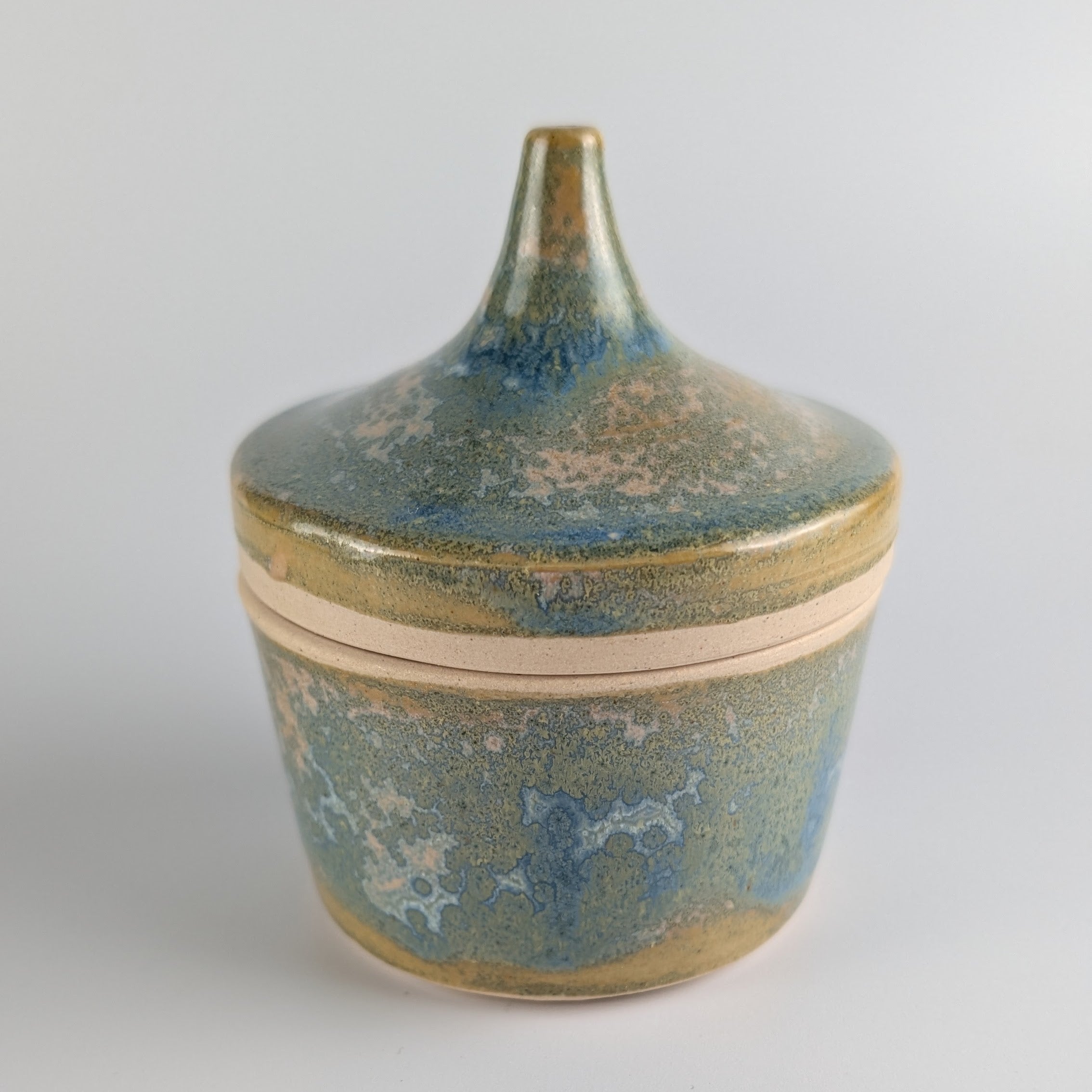 “Tidepool Keepsake Jar” — Crystalline Lidded Vessel