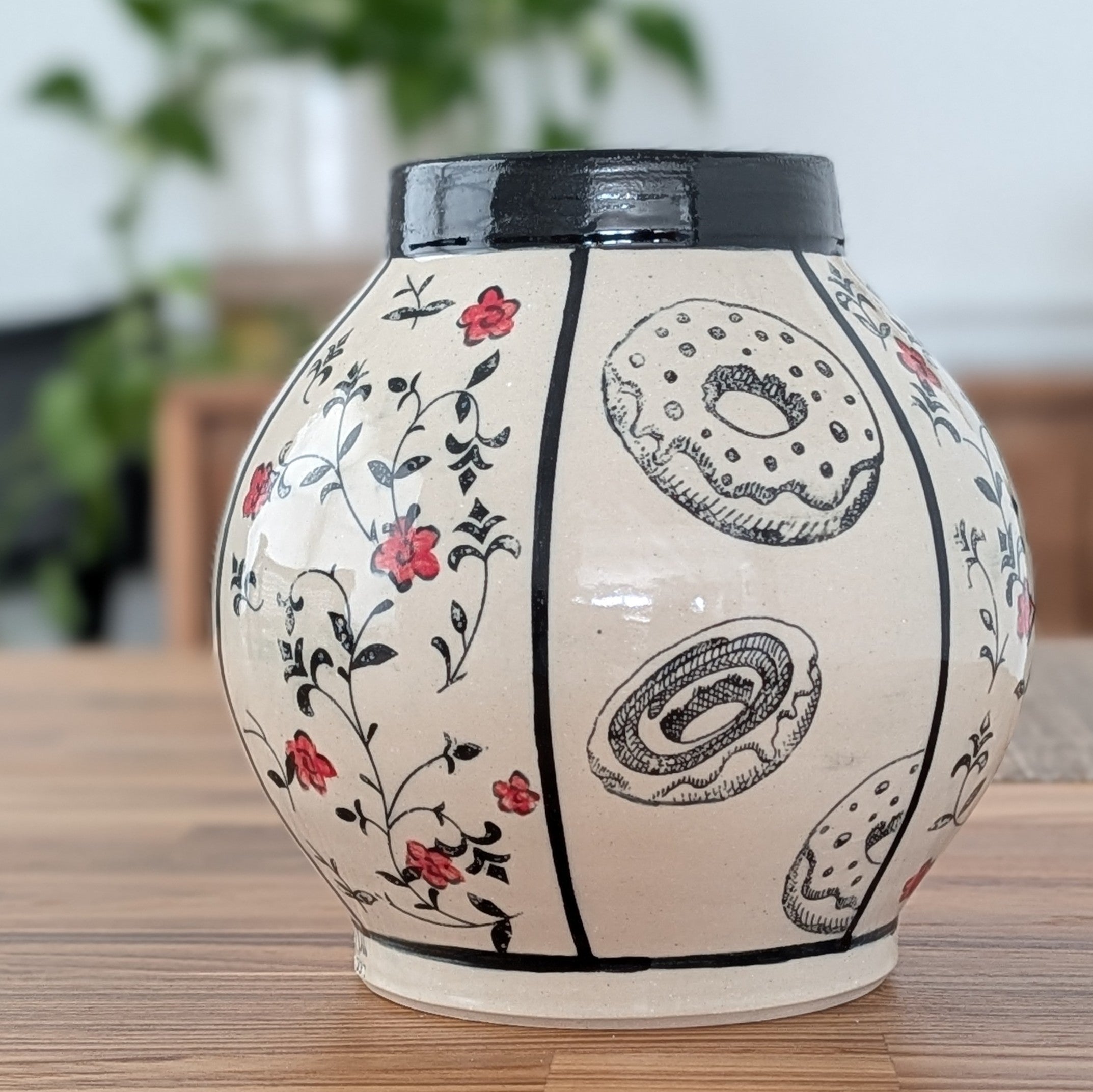 “Floral Glaze & Glazed Donuts” Moon Jar