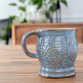 “Blue Orchard” Carved Botanical Mug
