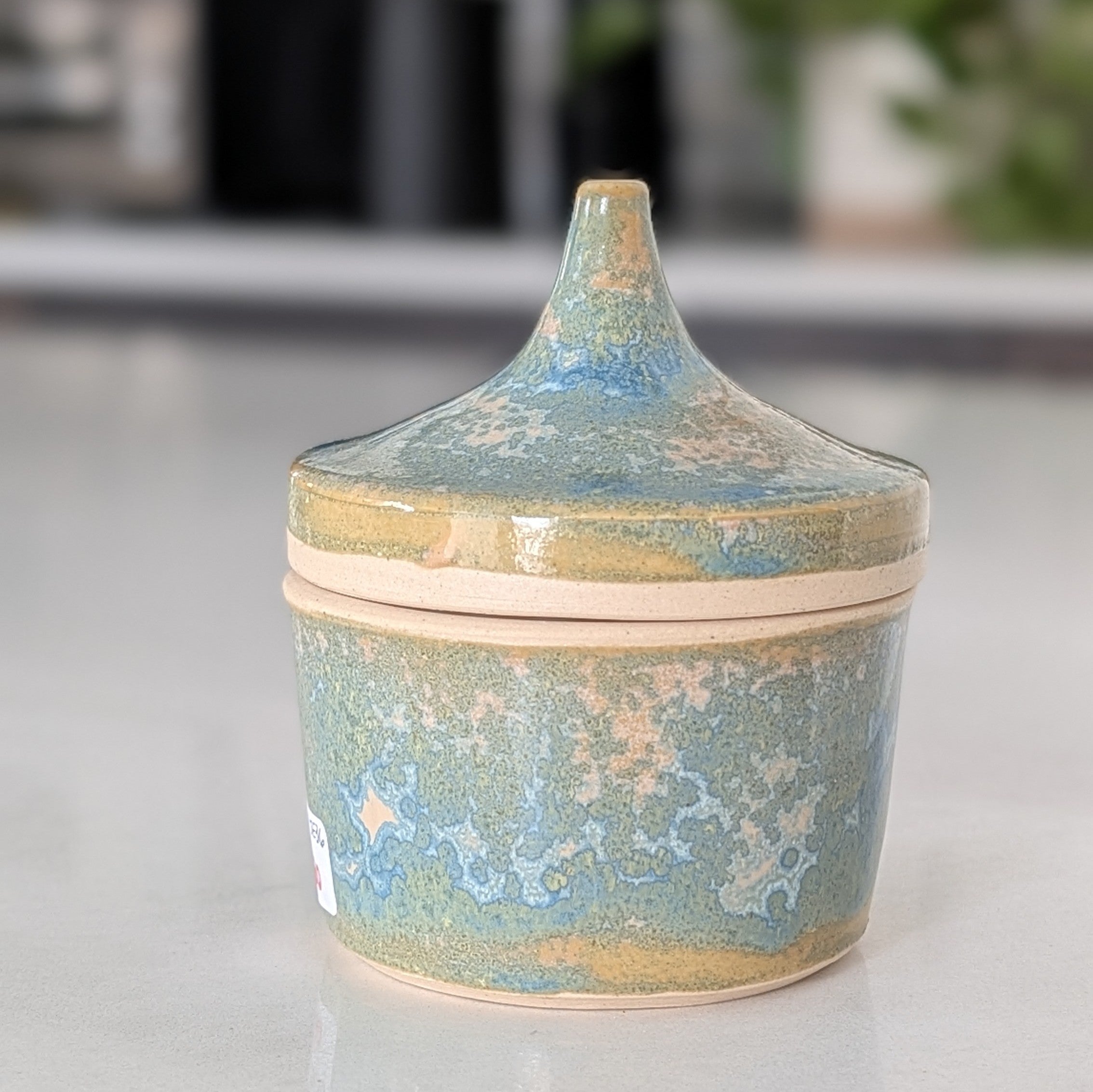 “Tidepool Keepsake Jar” — Crystalline Lidded Vessel