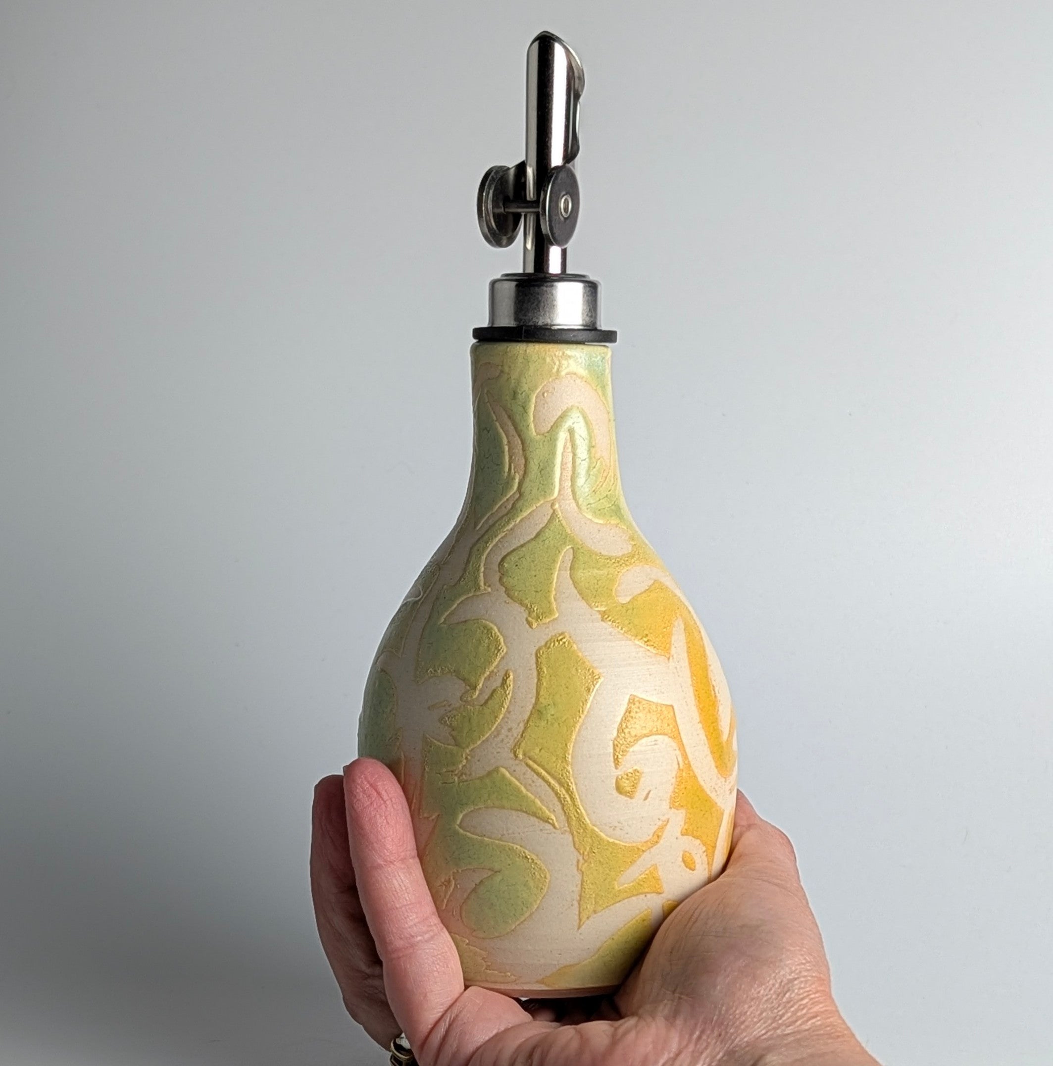 Waxed and Textured Olive Oil Bottle